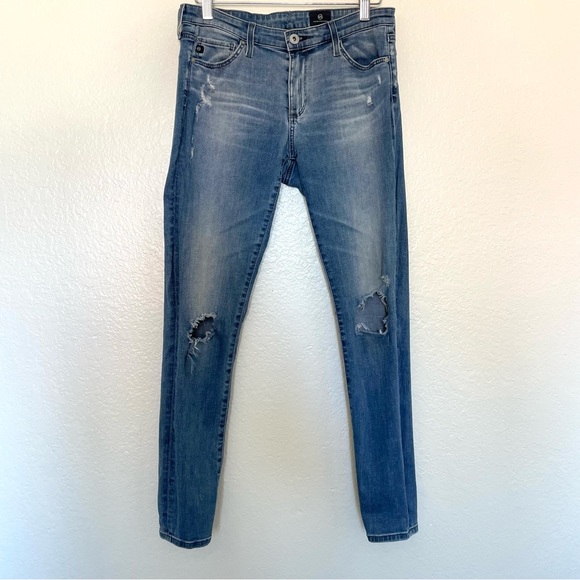AG Adriano Goldschmied Legging Ankle Skinny Jeans Blue Destructed Distressed 28 - Picture 4 of 16